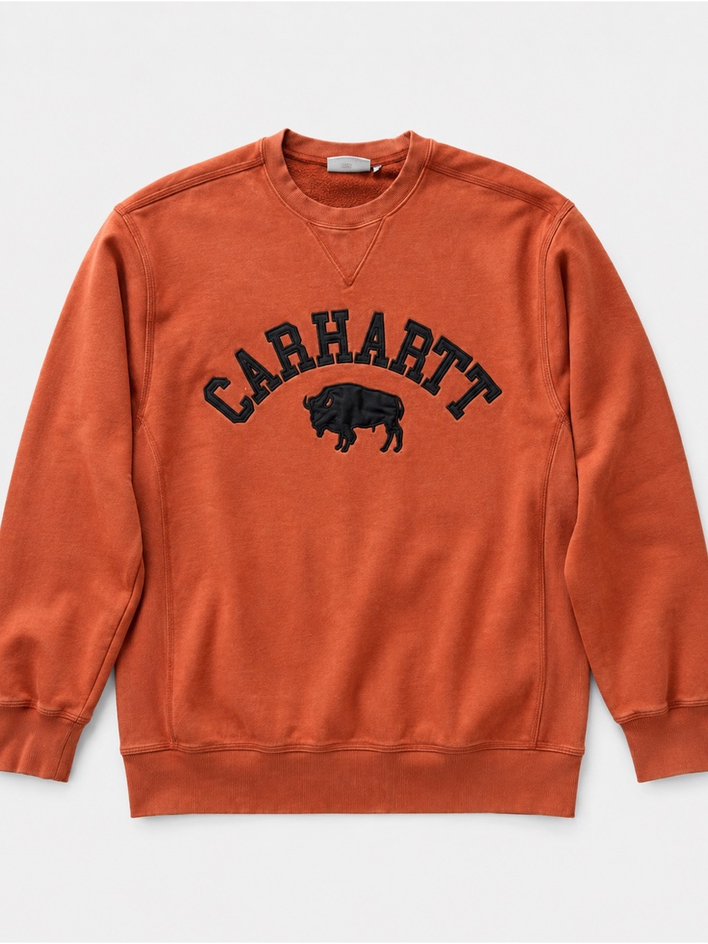 Carhartt Men's Rust Orange Crewneck Sweatshirt with Black Logo